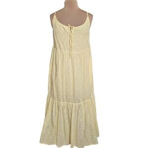 Old Navy Yellow Embroidered Maxi Dress Pockets Large Summer Sundress Y2K